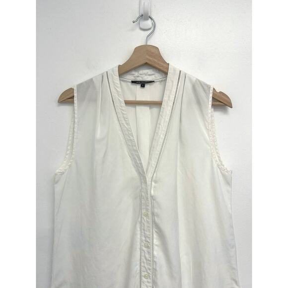 Kobi Halperin Raquel Blouse Tencel-Linen V-Neck Button-Front Sleeveless - Small - Picture 3 of 11